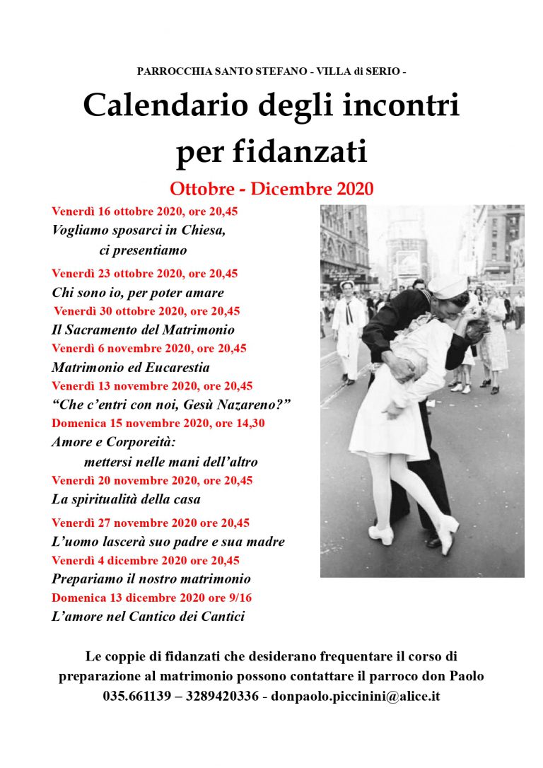 Calendario Corso Fidanzati 2020