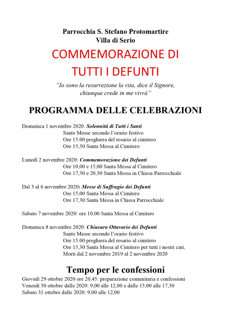 Commemorazione Defunti 2020